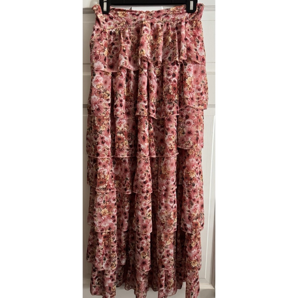 Women's Maxi Skirt W/split Up Front By Listicle Small Floral Spring Work Church